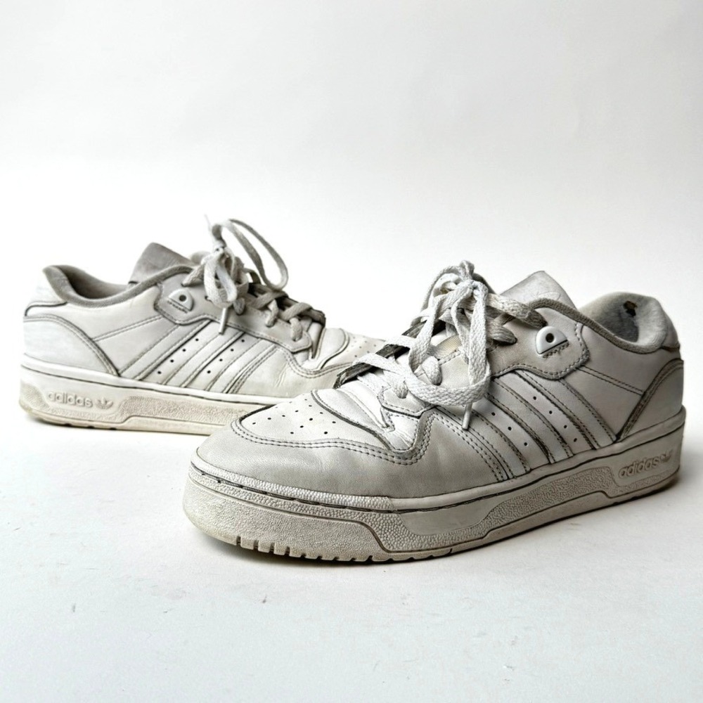 Adidas Rivalry Low Mens White Grey Leather Basketball Sneakers GX2272 Size 9.5